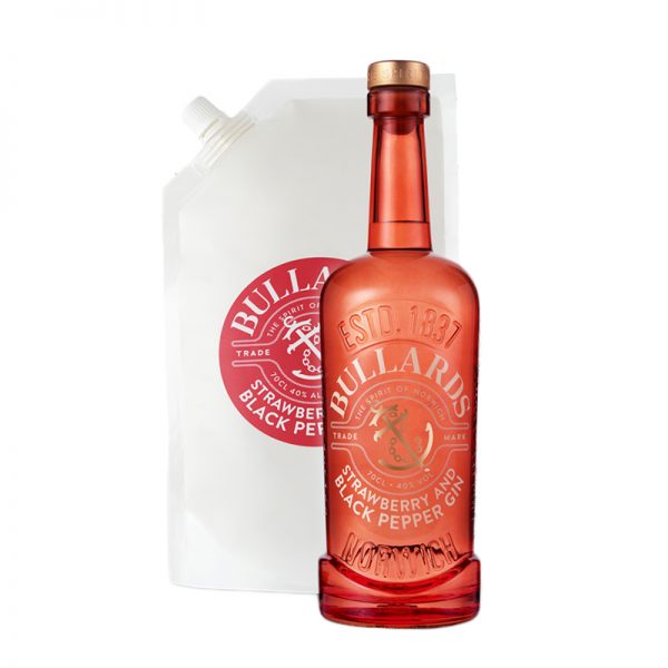 Bullards Strawberry And Black Pepper Gin Bottle & Refill Pouch