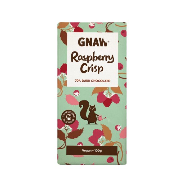 Gnaw Raspberry Crisp Dark Chocolate Bar