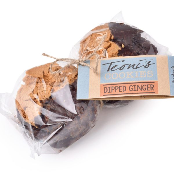 Teoni’s Dipped Chocolate Stem Ginger Oat Crunch Cookies